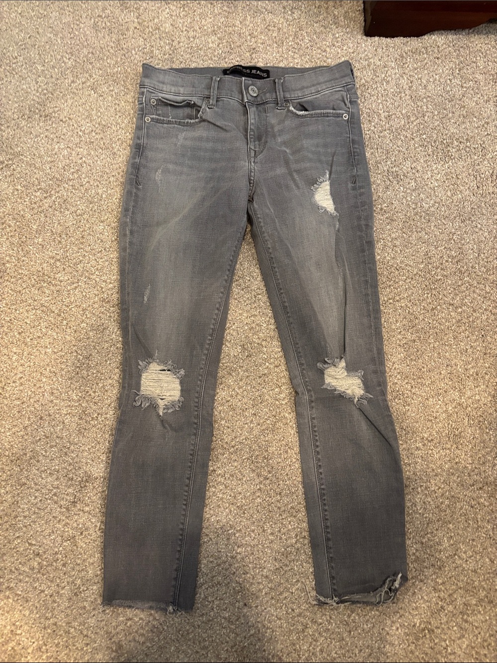 Express Women's Distressed Grey Skinny Jeans
